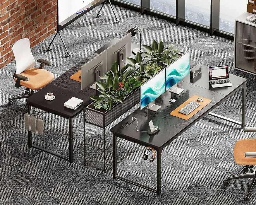 71 Inch Computer Desk with USB Ports, Large Office Desk, Long Study Student Writing Desk, Black