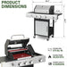 Gas Grill with Side Burner, 3-Burner Propane Grill with Porcelain-Enameled Cast Iron Grates and Double-Wall Insulated Lid, 39,000 BTU BBQ Grill with Wheels for Outdoor Cooking