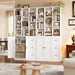 Bookshelf with 2 Doors and 3 Drawers, 71" Storage Bookcase, White