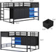 Full over Twin Bunk Bed with 6 Drawers, Metal Frame Bunk Bed with LED Lights, Convertible Storage Bunk Bed with Extra-High Guardrails & Non-Slip Ladder, 2-Way Installation,For Teens, Black
