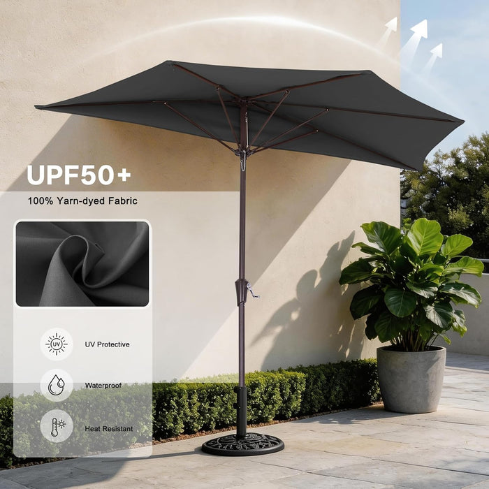 Patio Umbrella 9FT - Outdoor Half Umbrellas for Patio, Backyard, Garden, Deck (Dark Gray)