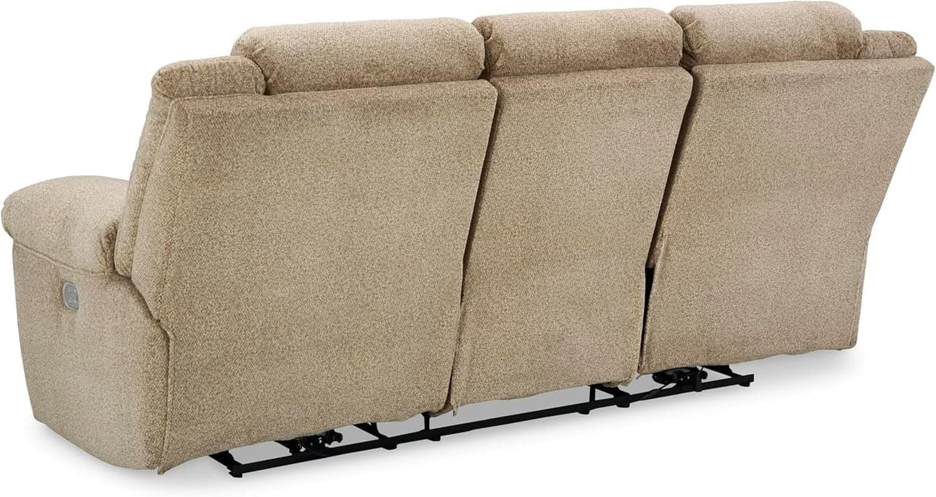 Tip-Off Classic Wall Hugger Power Reclining Sofa with Adjustable Headrest and USB Ports, Light Brown