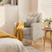 Beige Upholstered Contemporary Accent Chair With Legs