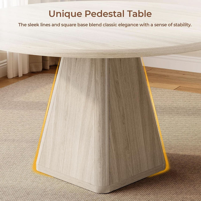 47 Inch round Dining Table for 4-6, Pedestal Kitchen Dinner Table White