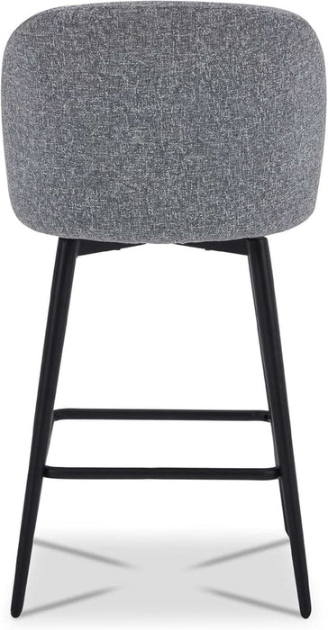Counter Height Bar Stools Set of 3, 360° Swivel Upholstered Barstools with Backs and Metal Legs, 26" H Seat Height, Fabric in Grey (Multi-Colored)