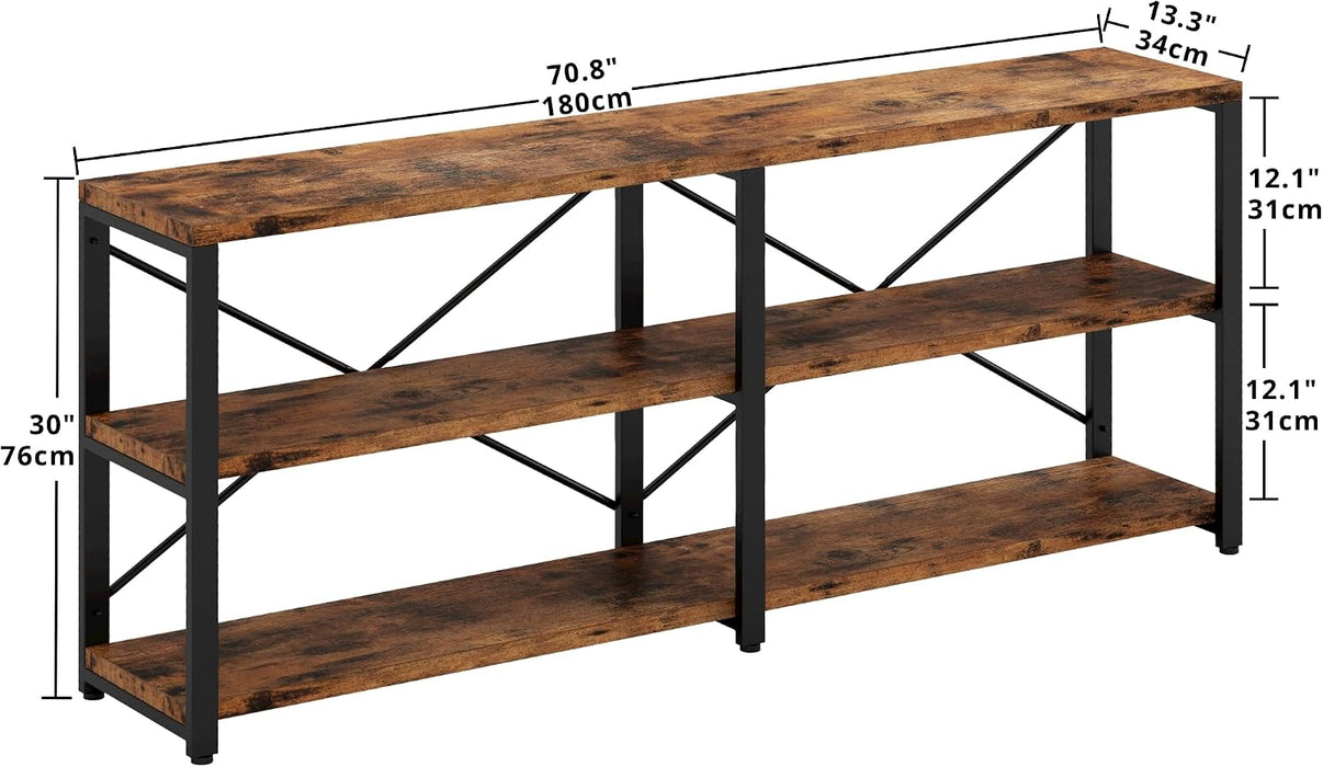 Console Table, 3-Tier 70.8 in Entryway Table, Vintage Brown