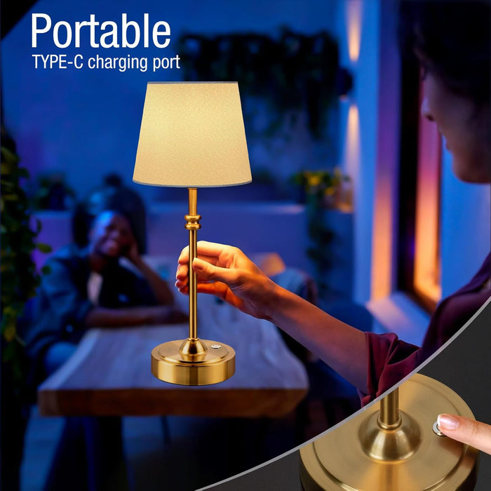 Cordless Table Lamp 4000mAh Stepless Dimmable Gold