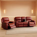 Manual Recliner Sofa Set, Bonded Leather Sofa Set Living Room Furniture, Reclining Sofa Set Leather Recliner Couch with Cup Holder/Storage Console for Living Room (3 Pieces Couch Set, Red)