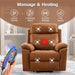 Brown Power Recliner with Massage & Heat