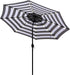 9 Ft Solar Umbrella 32 LED Lighted Patio Umbrella Table Market Umbrella with Tilt and Crank Outdoor Umbrella for Garden, Deck, Backyard, Pool and Beach (Black and White)