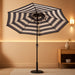 9 Ft Solar Umbrella 32 LED Lighted Patio Umbrella Table Market Umbrella with Tilt and Crank Outdoor Umbrella for Garden, Deck, Backyard, Pool and Beach (Black and White)
