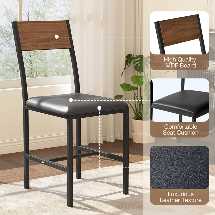 round Dining Table Set for 4, Kitchen Table and Chairs for 4, Dining Room Circle Dinner Pedestal Table, Solid Metal Frame,Space Saving Wood Kitchen & Dining Room Furniture,Walnut