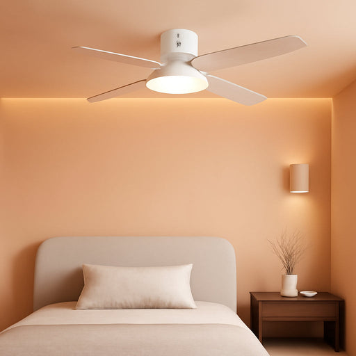 Ceiling Fans with Lights, 44'' Low Profile White Ceiling Fan with Remote Control for Bedroom, 6-Level Dimmable Lighting & 5-Color Tone, 6 Speeds, Reversible DC Motor, Easy Installation, Timer