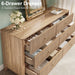 Fluted 6 Drawers Dresser, 54" Wide Modern Chest of Drawers with round Corners, Wooden Dresser TV Stand, Wood Drawer Organizer for Bedroom, Living Room, Hallway