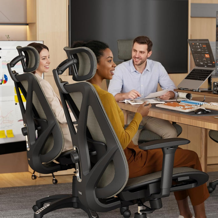 Ergonomic Office Chair with 3D Headrest, T23 High Back Mesh Desk Chair with Adjustment Lumbar Support & 3D Armrests, Chair, Big and Tall Swivel Computer Chair for Home Office, Gaming(Mocha)