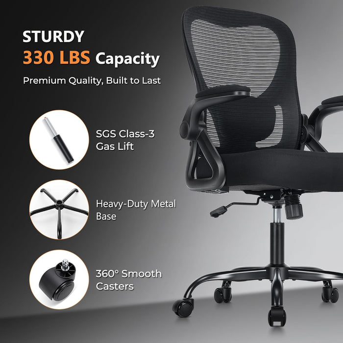 Ergonomic Home Office Chair, Mesh Computer Desk Chair, Black