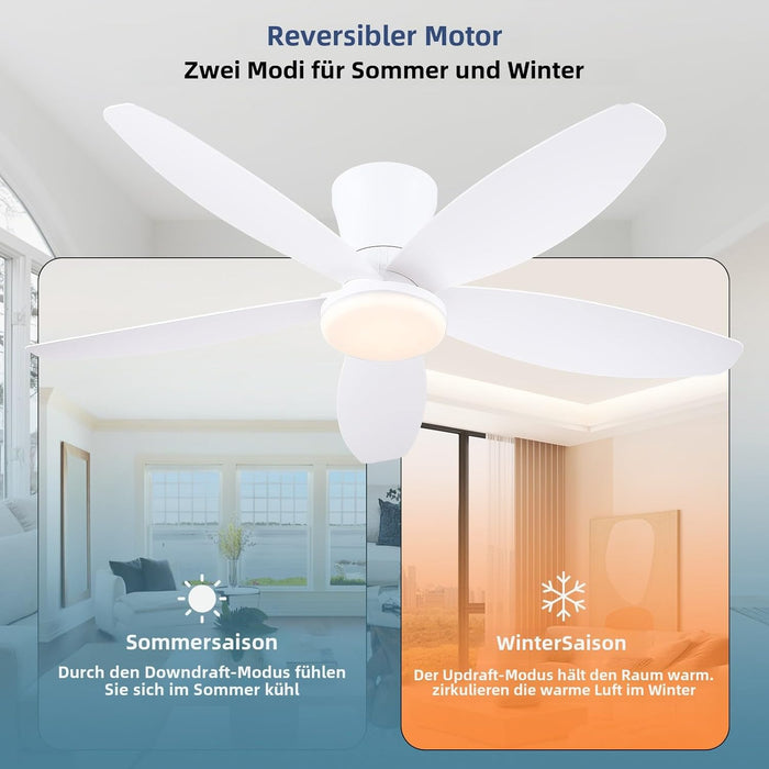Ceiling Fans with Lights-36 Low Profile Ceiling Fan with Light and Remote/App Control,Flush Mount,Dc Reversible,Led Dimmable Modern Ceiling Fans for Bedroom,Indoor/Outdoor Patio Use(White)