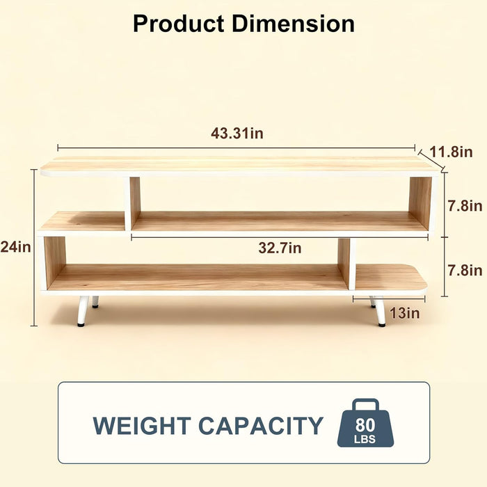 TV Stand for Tvs up to 65'', Modern Entertainment Center with 3 Open Storage Shelf, Sturdy Media Console Table for Living Room/Entrance/Sofa Cabinet, Large Capacity, Easy Installation-Walnut