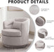 Grey 360 Degree Swivel Upholstered Accent Armchair