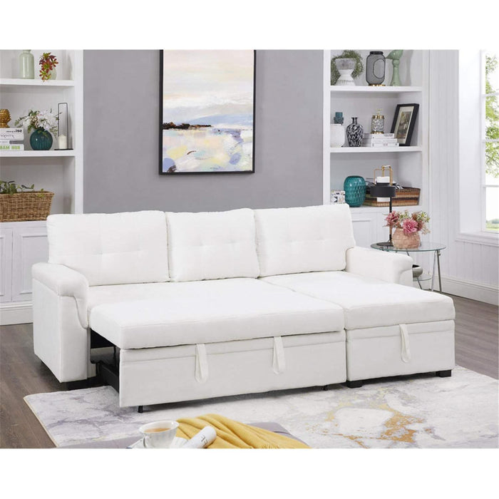 L-Shape Velvet Sleeper Sofa with Storage