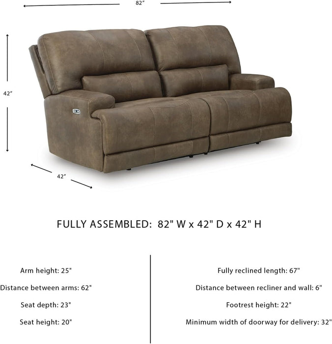 Signature Design by Ashley Bealeaf Contemporary Power Reclining Sofa with Position Lock, Adjustable Headrest and USB Charging Ports, Dark Brown