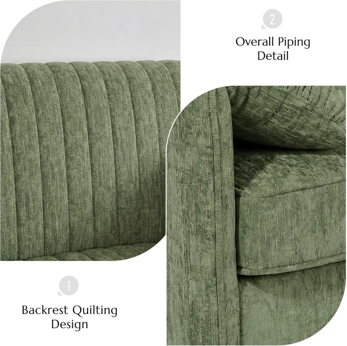 Green Oversized Chenille Accent Chair with Padded Arms