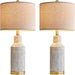25" Table Lamps Set of 2 - Modern Bedside Lamps for Living Room - White Washed Ceramic Nightstand Lamps for Bedroom