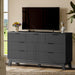 Fluted Dresser with 7 Drawers, 58" Wide Wood Chest of Drawers with Metal Handle, Wooden Dresser TV Stand, Modern Closet Clothes Storage Organizer for Bedroom, Living Room, Hallway, Solid Black