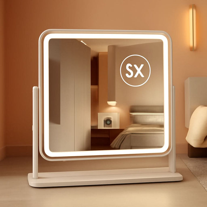 Vanity Mirror with Lights, 13.5" X 17.4" Makeup Mirror with Lights, Three Color Lighting Modes, and 5X Magnification Mirror, Smart Touch Control, 360°Rotation (White,Gift Box)