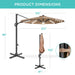 10Ft 360-Degree Solar LED Lit Cantilever Patio Umbrella, Outdoor Hanging Shade - Tan