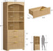 63.3" Tall Bookshelf, Bookshelves and Bookcases with Drawers, Arched Design Bookcase with Storage Cabinet, Natural Wood Grain Wave Pattern Storage Shelves for Living Room, Bedroom,Office