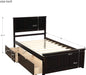 Twin Platform Beds with Storage Drawers Solid Wood Twin Bed Frame with Headboard and Footboard, No Box Spring Needed, Espresso