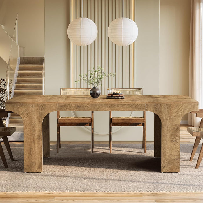71 Inch Industrial Farmhouse Dining Table DoublePedestal