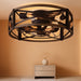 20" Farmhouse Flush Mount Ceiling Fans with Lights and Remote, Industrial Black Caged Low Profile Fandelier, 6 Speeds Bladeless Ceiling Fan for Bedroom, Kitchen, Living Room