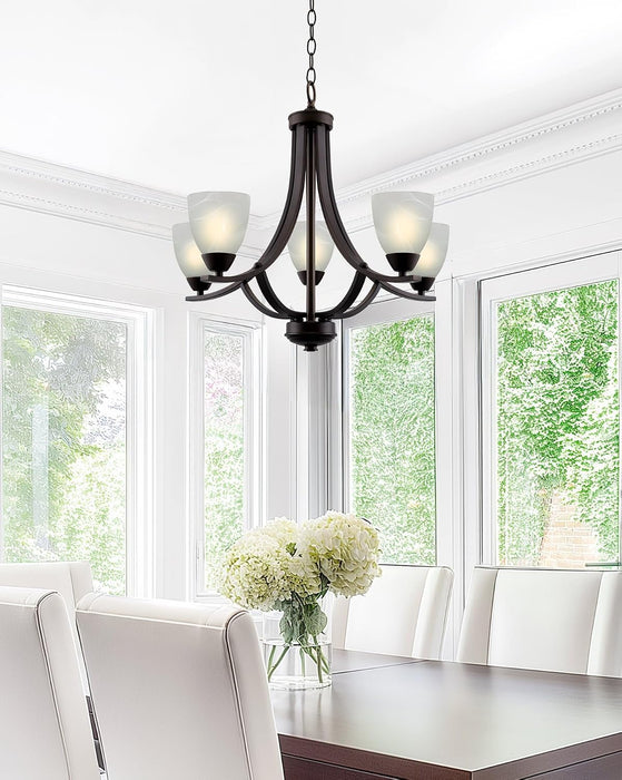 24 Inch Chandelier Featuring Frosted Alabaster Glass