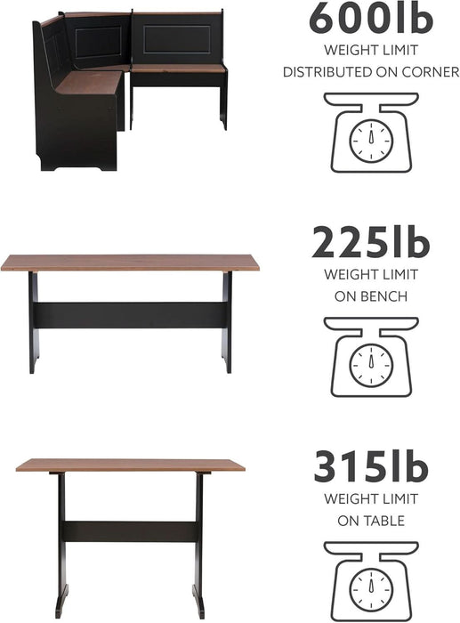 Black and Pecan Breakfast Dining Set Ardmore Nook