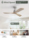 52 Inch Ceiling Fans No Light-Outdoor Ceiling Fan with Remote Control, Modern Wood Ceiling Fan without Light for Bedroom Indoor Patios Farmhouse,Reversible DC Motor,Brushed Nickel&Natural Wood