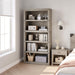 5 Tier Bookcase, Farmhouse Book Shelf with Storage Open Display Bookshelves, 67.4" Tall Book Case Wooden 5 Shelf Bookcase Home Decor Furniture for Home Office, Living Room, Bed Room - Grey