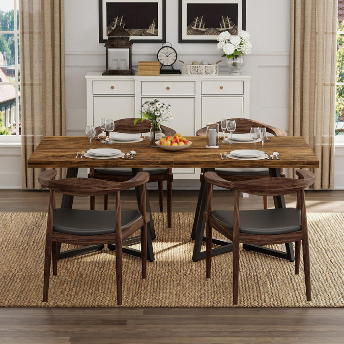 Square Kitchen Dining Table for 2, Small Ktichen Table with Metal Base, 31.5" Modern Dinner Table for Dining Room Apartment Restaurant, Rust Brown
