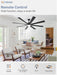 72 Inch Large Ceiling Fans with Lights and Remote, Indoor/Outdoor Black Modern Ceiling Fan for Kitchen Living Room Patio, 6 Speed Reversible Quiet DC Motor, 3 CCT, Dual Finish 8 Blades