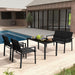 4 Pieces Wicker Patio Conversation Set with Coffee Table, PE Rattan Chairs with Galvanized Metal Frame, Outdoor Table and Chairs Set for Small Space, Balcony, Poolside, Backyard (Black)
