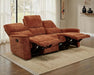 Home Furnishings - Navarro - Wood and Metal - Reclining Sofa with Channel-Tufted Backrest, Foam Padding, Attached Cushions and Manual Recline - Living Room - Burnt Orange - 609574