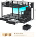 Black FullOverFull Bunk Bed LEDLighting Quality Durable