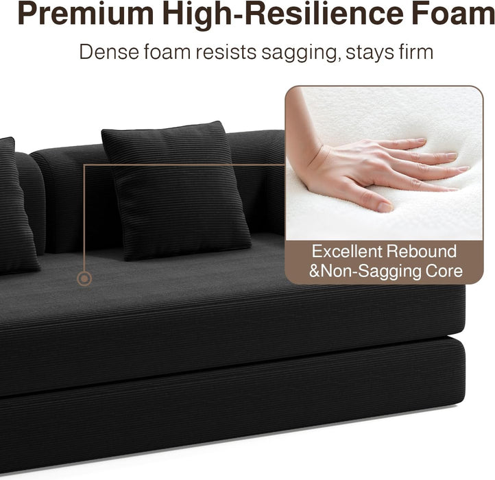 78.8 Inch Convertible Sofa Bed Removable Armrests