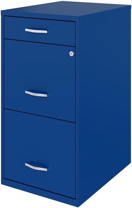 Space Solutions 18In Deep 3 Drawer Metal Organizer File Cabinet Blue, Letter Size, Fully Assembled