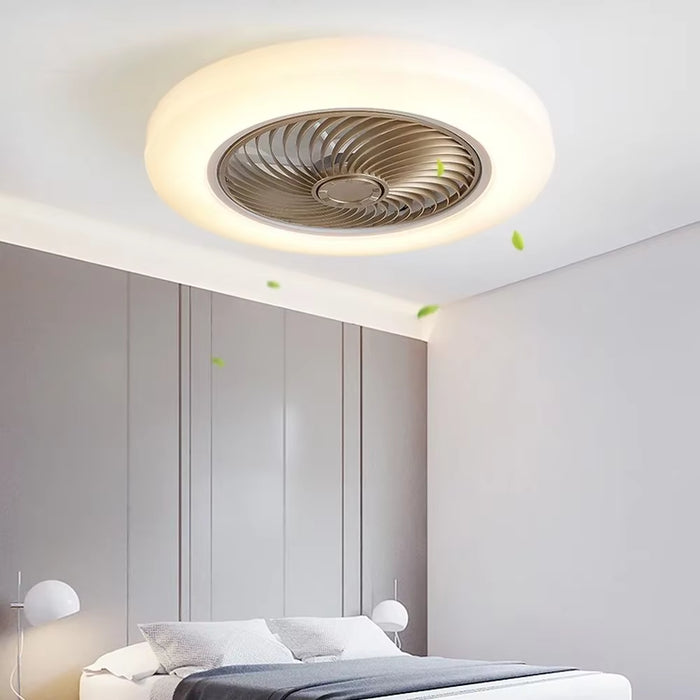 Smart Ceiling Fan Fans with Lights Remote Control Bedroom Decor Ventilator Lamp 52Cm Air Invisible Blades Retractable Silent