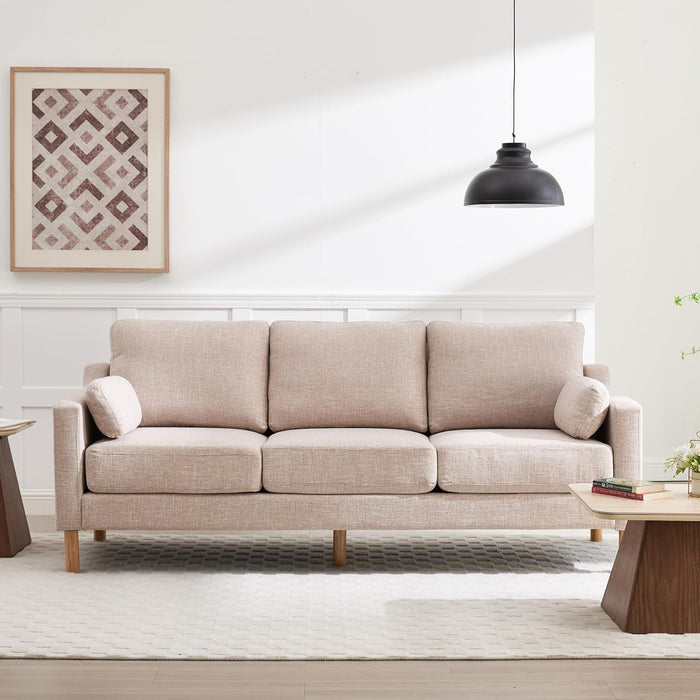 Khaki Linen Sofa 83.5 Inch UltraDeep Cushioning