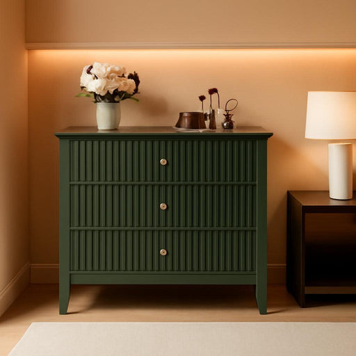Dark Green Fluted ChestOfDrawers ThirtyTwoInchWide Sturdy