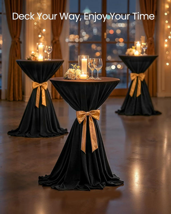 Bar Tables Set of 2, round Cocktail High Top Pub Bistro Table for Events Party, Kitchen Dining, Home Bar, 23.6 X 23.6 X 41.3 Inches, Sturdy Metal Frame, Modern Style, Easy to Assemble, Black