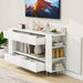 TV Stand for 65 Inch with 2 Large Drawers & Hidden Storage Cabinets, Modern Farmhouse Entertainment Center Television Stands for Living Room Bedroom, White